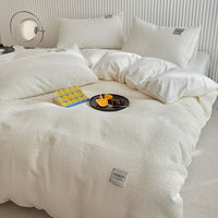 HKM-400915 White Waffle Cotton Bed Set - Four Piece Thermal Bedding Collection
