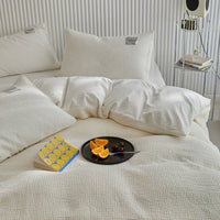 HKM-400915 White Waffle Cotton Bed Set - Four Piece Thermal Bedding Collection