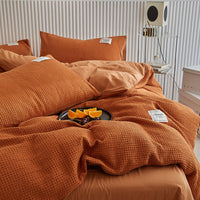 HKM-400915 White Waffle Cotton Bed Set - Four Piece Thermal Bedding Collection