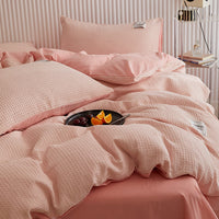 HKM-400915 White Waffle Cotton Bed Set - Four Piece Thermal Bedding Collection