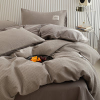 HKM-400915 White Waffle Cotton Bed Set - Four Piece Thermal Bedding Collection