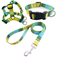 HKM-401107 Pet Printing Collar and Leash Set with Traction Chest Strap - Multiple Colors Available in S, M, L