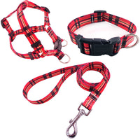 HKM-401107 Pet Printing Collar and Leash Set with Traction Chest Strap - Multiple Colors Available in S, M, L