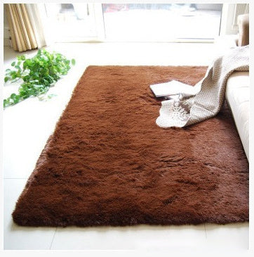 HKM-401299 Soft Silk Wool Rectangular Floor Mat and Bedside Blanket in Modern Design