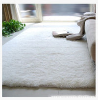 HKM-401299 Soft Silk Wool Rectangular Floor Mat and Bedside Blanket in Modern Design