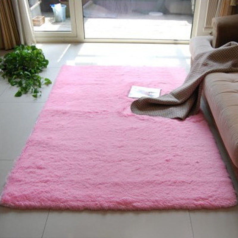 HKM-401299 Soft Silk Wool Rectangular Floor Mat and Bedside Blanket in Modern Design