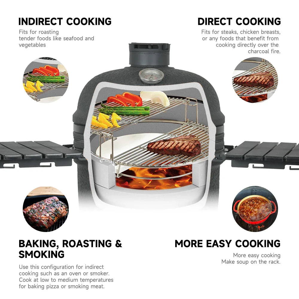 KTX-401427 Dark Grey XL Professional Charcoal Grill for Outdoor BBQ and Cooking