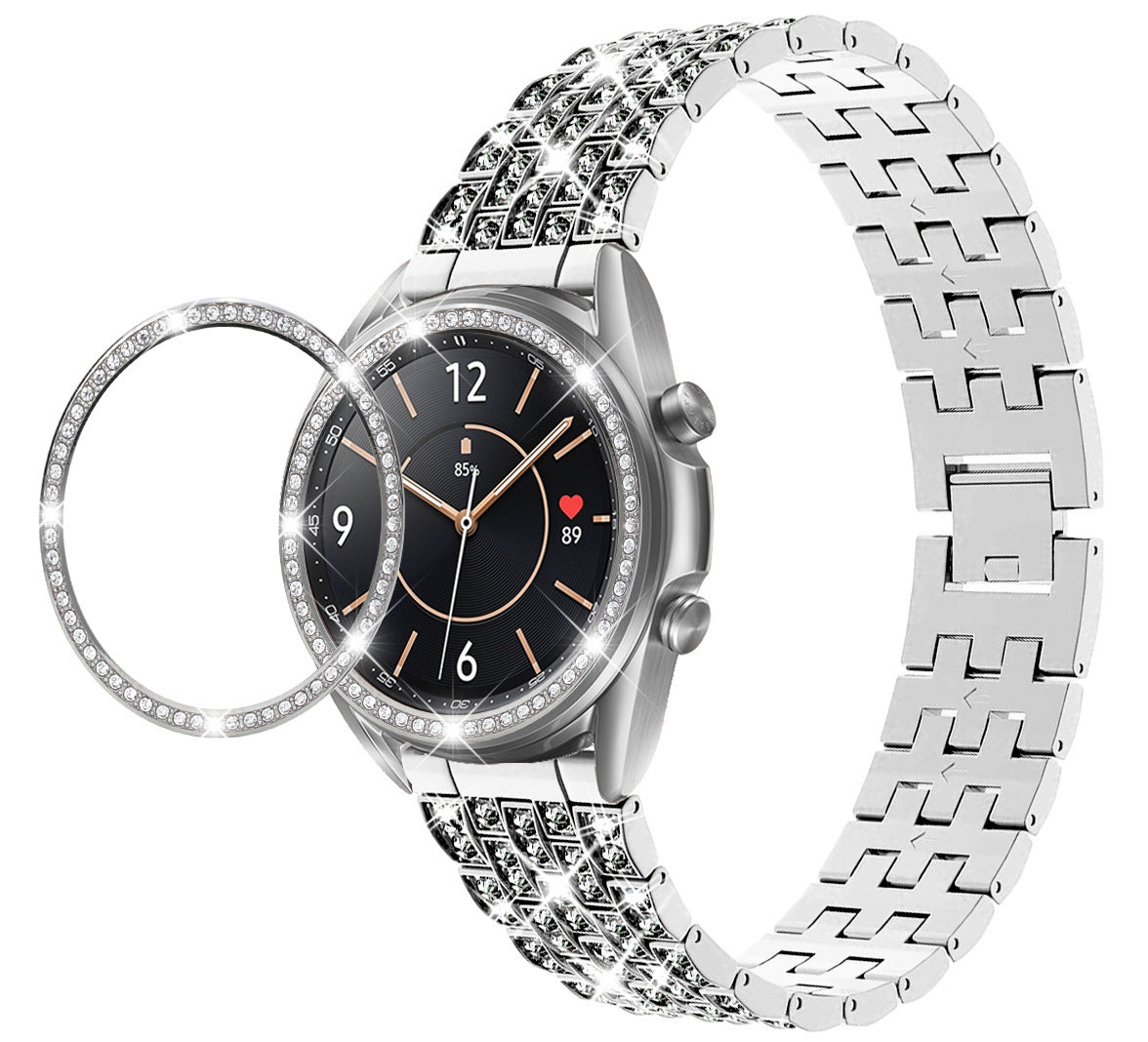 HKM-401427 Stylish Alloy Diamond Strap for Samsung Galaxy Watch - Metal Wristband, 155-210mm Adjustable Fit