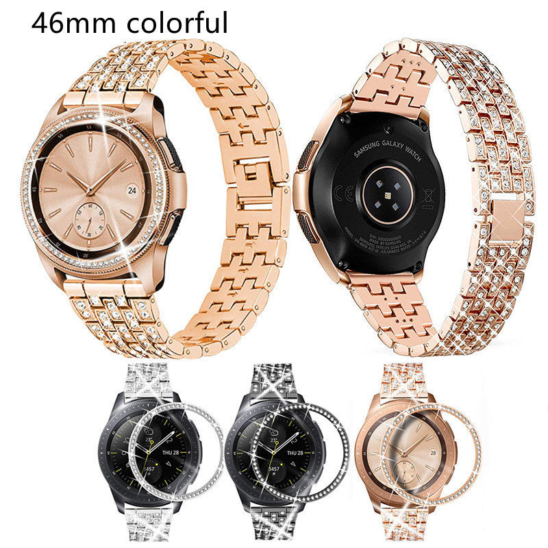 HKM-401427 Stylish Alloy Diamond Strap for Samsung Galaxy Watch - Metal Wristband, 155-210mm Adjustable Fit