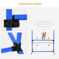 HKM-401555 Height-Adjustable 4-Piece Dog Agility Training Set with Carry Bag and Ejector Bar