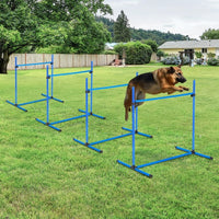 HKM-401555 Height-Adjustable 4-Piece Dog Agility Training Set with Carry Bag and Ejector Bar