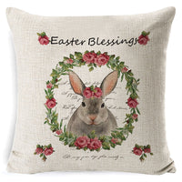 HKM-401619 Easter Bunny Plush Cushion with Linen Pillowcase