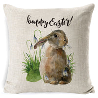 HKM-401619 Easter Bunny Plush Cushion with Linen Pillowcase