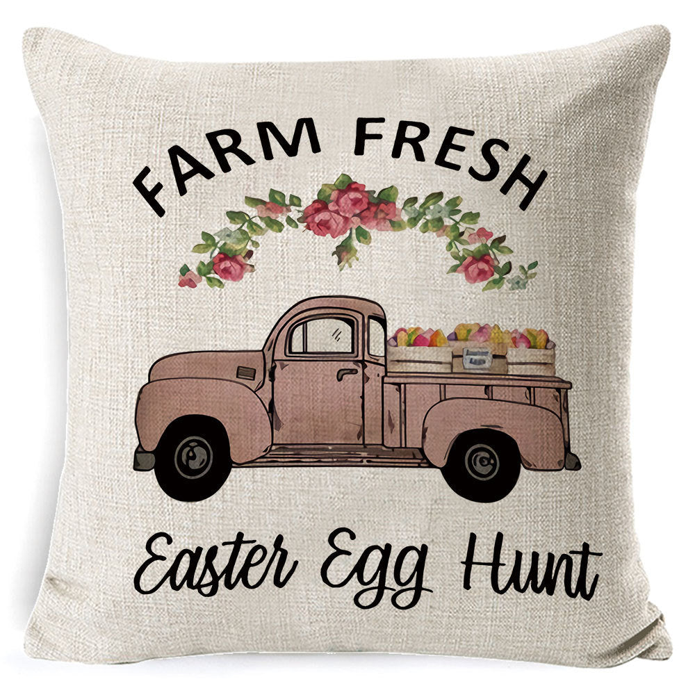 HKM-401619 Easter Bunny Plush Cushion with Linen Pillowcase
