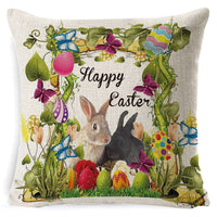 HKM-401619 Easter Bunny Plush Cushion with Linen Pillowcase