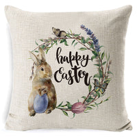 HKM-401619 Easter Bunny Plush Cushion with Linen Pillowcase