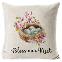 HKM-401619 Easter Bunny Plush Cushion with Linen Pillowcase