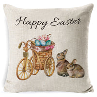 HKM-401619 Easter Bunny Plush Cushion with Linen Pillowcase
