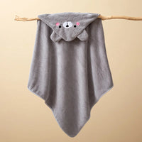 HKM-401747 Kids Animal Print Coral Fleece Hooded Bath Towel for Quick Drying and Comfortable Use