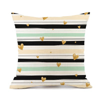 HKM-401747 Nordic Geometric Stripes Black and White Linen Pillow Cushion 45x45cm