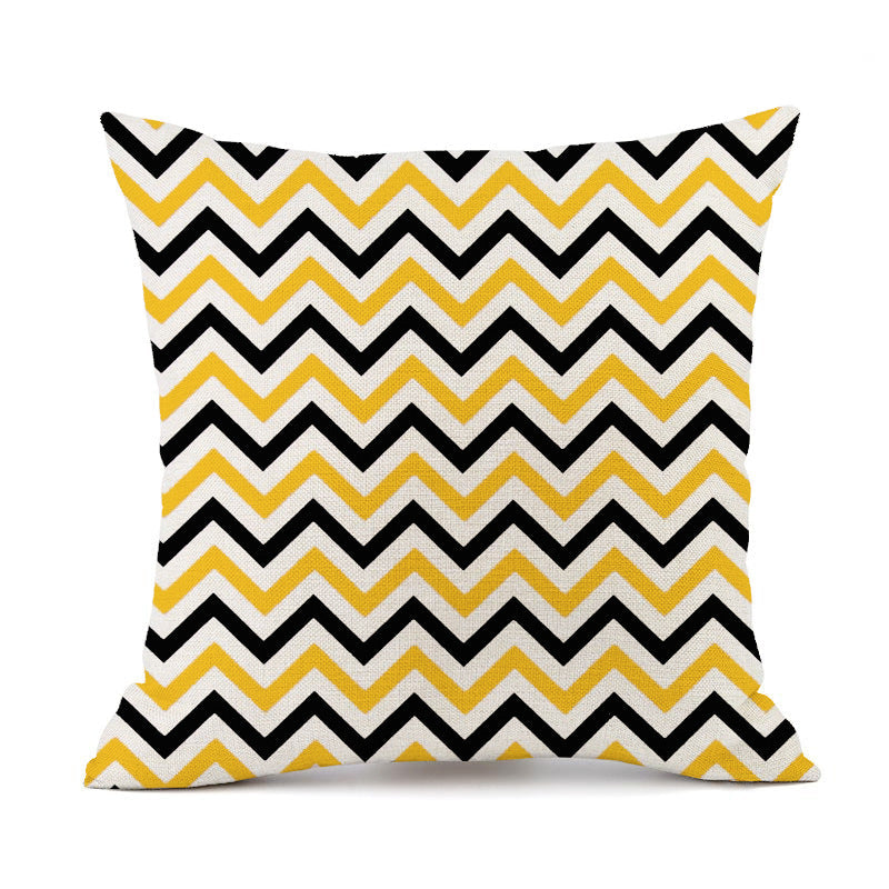 KTX-401747 Nordic Geometric Stripes Black and White Linen Pillow Cushion 45x45cm
