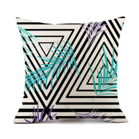 HKM-401747 Nordic Geometric Stripes Black and White Linen Pillow Cushion 45x45cm