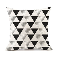 HKM-401747 Nordic Geometric Stripes Black and White Linen Pillow Cushion 45x45cm