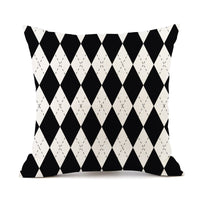 HKM-401747 Nordic Geometric Stripes Black and White Linen Pillow Cushion 45x45cm