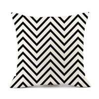 HKM-401747 Nordic Geometric Stripes Black and White Linen Pillow Cushion 45x45cm