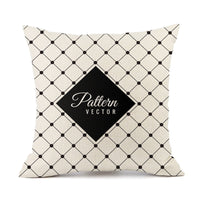HKM-401747 Nordic Geometric Stripes Black and White Linen Pillow Cushion 45x45cm
