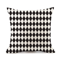 HKM-401747 Nordic Geometric Stripes Black and White Linen Pillow Cushion 45x45cm