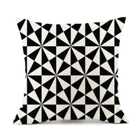 HKM-401747 Nordic Geometric Stripes Black and White Linen Pillow Cushion 45x45cm