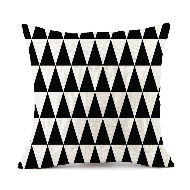 KTX-401747 Nordic Geometric Stripes Black and White Linen Pillow Cushion 45x45cm