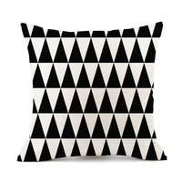 HKM-401747 Nordic Geometric Stripes Black and White Linen Pillow Cushion 45x45cm