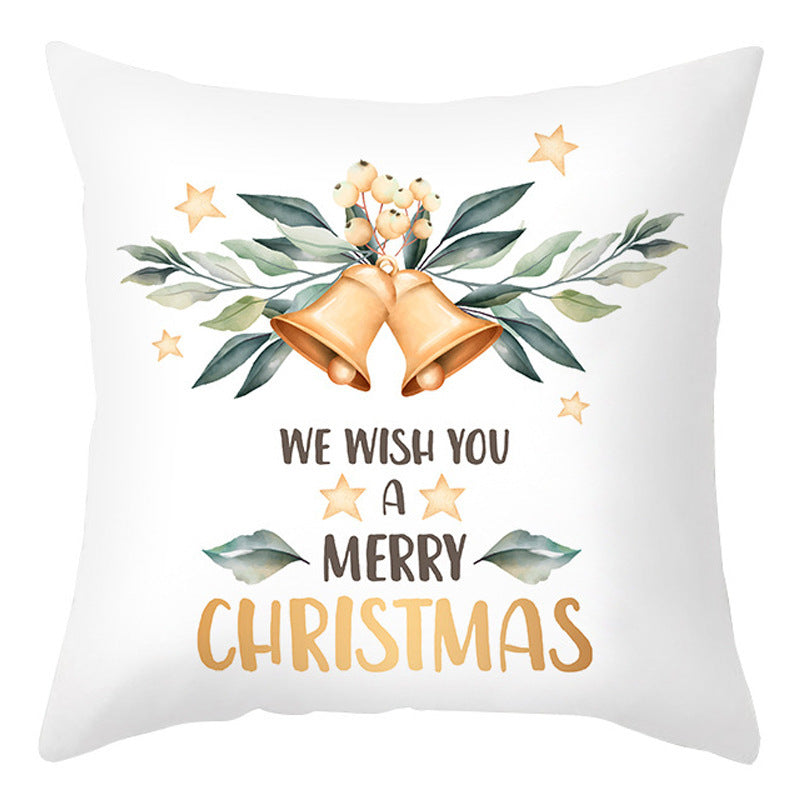 HKM-401875 Cartoon Letter Print Christmas Pillow Cover, 45x45cm, Soft PP Cotton Cushion for Sofas and Office