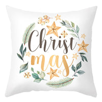 HKM-401875 Cartoon Letter Print Christmas Pillow Cover, 45x45cm, Soft PP Cotton Cushion for Sofas and Office