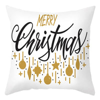 HKM-401875 Cartoon Letter Print Christmas Pillow Cover, 45x45cm, Soft PP Cotton Cushion for Sofas and Office