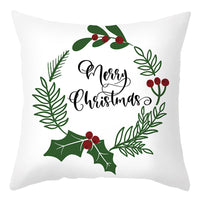 HKM-401875 Cartoon Letter Print Christmas Pillow Cover, 45x45cm, Soft PP Cotton Cushion for Sofas and Office