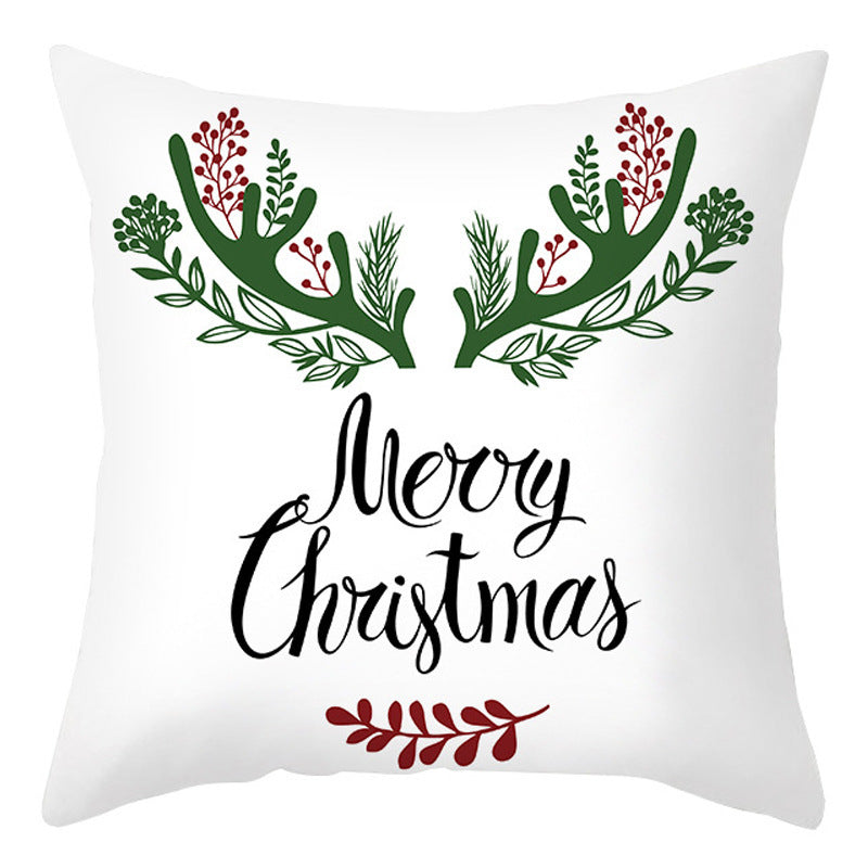HKM-401875 Cartoon Letter Print Christmas Pillow Cover, 45x45cm, Soft PP Cotton Cushion for Sofas and Office