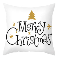 HKM-401875 Cartoon Letter Print Christmas Pillow Cover, 45x45cm, Soft PP Cotton Cushion for Sofas and Office