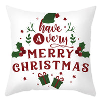 HKM-401875 Cartoon Letter Print Christmas Pillow Cover, 45x45cm, Soft PP Cotton Cushion for Sofas and Office