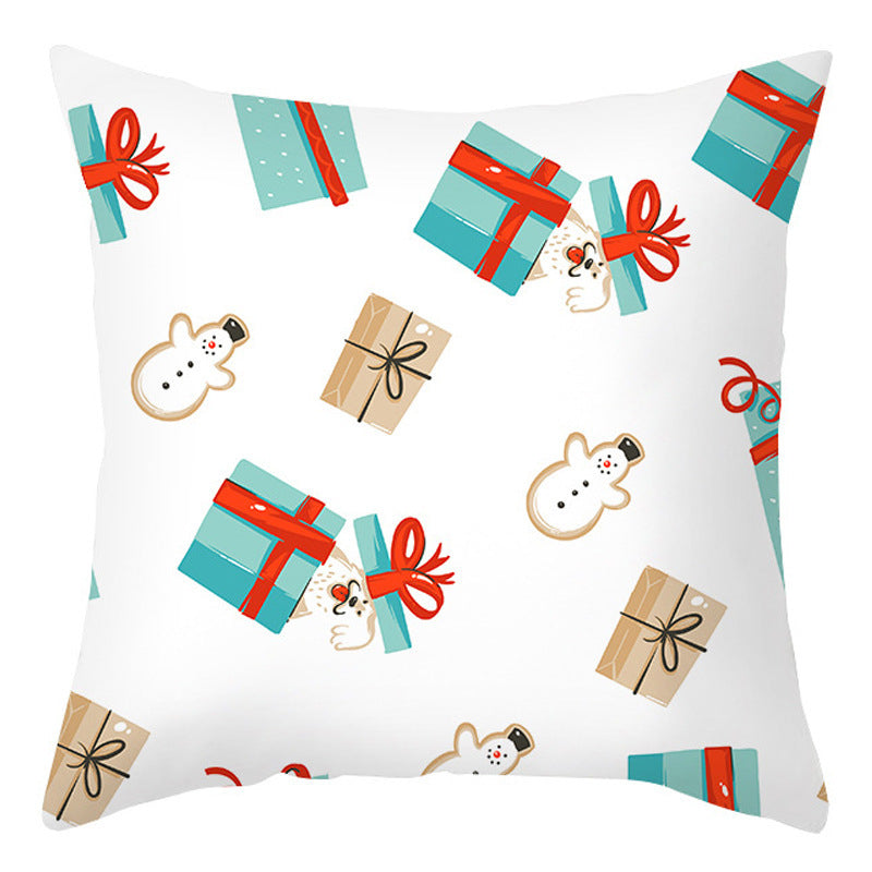 HKM-401875 Cartoon Letter Print Christmas Pillow Cover, 45x45cm, Soft PP Cotton Cushion for Sofas and Office
