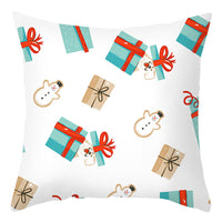 HKM-401875 Cartoon Letter Print Christmas Pillow Cover, 45x45cm, Soft PP Cotton Cushion for Sofas and Office