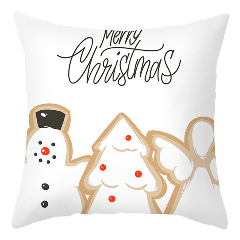 HKM-401875 Cartoon Letter Print Christmas Pillow Cover, 45x45cm, Soft PP Cotton Cushion for Sofas and Office