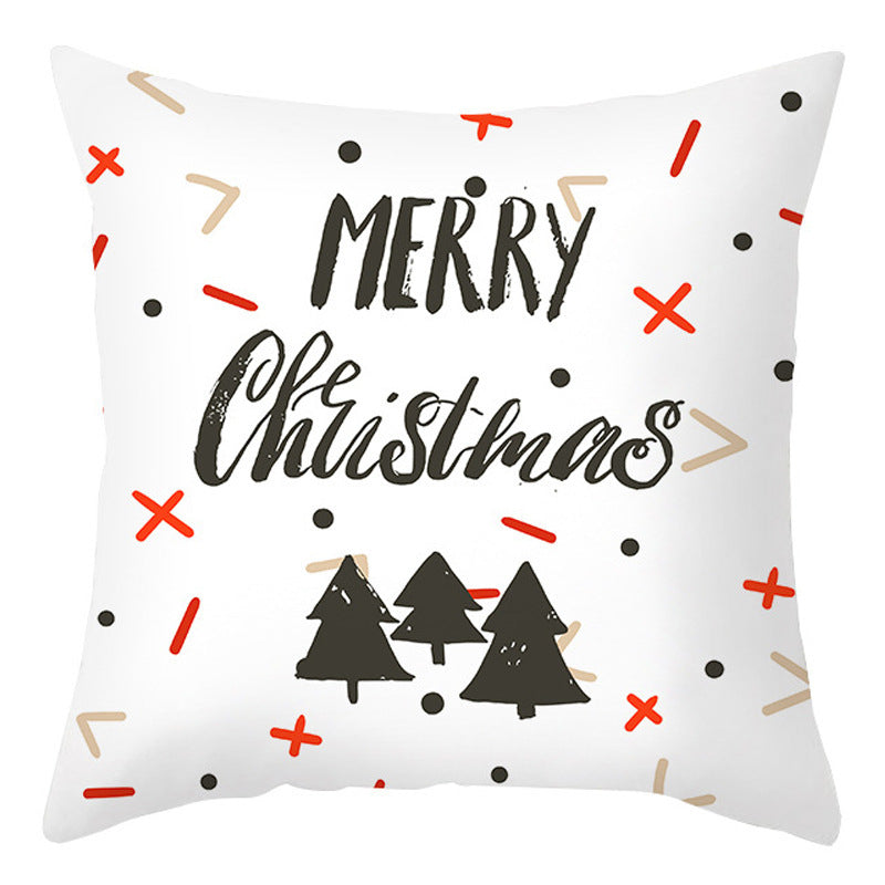 HKM-401875 Cartoon Letter Print Christmas Pillow Cover, 45x45cm, Soft PP Cotton Cushion for Sofas and Office
