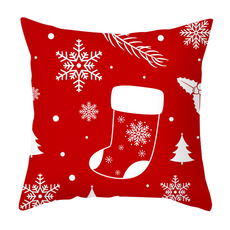 HKM-401875 Cartoon Letter Print Christmas Pillow Cover, 45x45cm, Soft PP Cotton Cushion for Sofas and Office