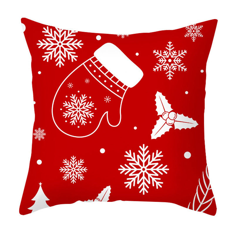 HKM-401875 Cartoon Letter Print Christmas Pillow Cover, 45x45cm, Soft PP Cotton Cushion for Sofas and Office