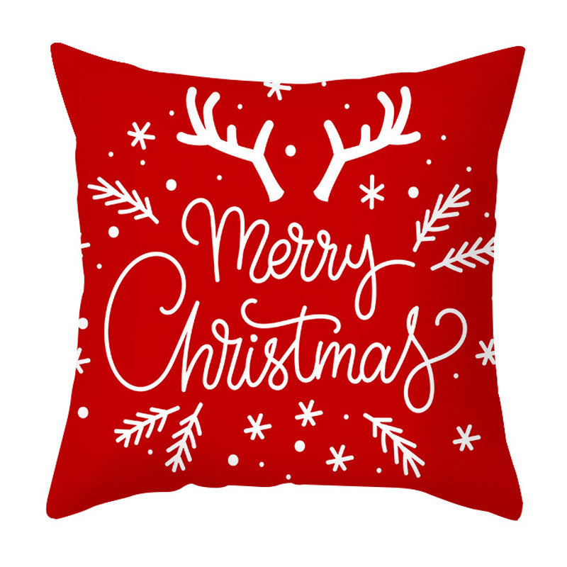 HKM-401875 Cartoon Letter Print Christmas Pillow Cover, 45x45cm, Soft PP Cotton Cushion for Sofas and Office