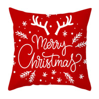 HKM-401875 Cartoon Letter Print Christmas Pillow Cover, 45x45cm, Soft PP Cotton Cushion for Sofas and Office