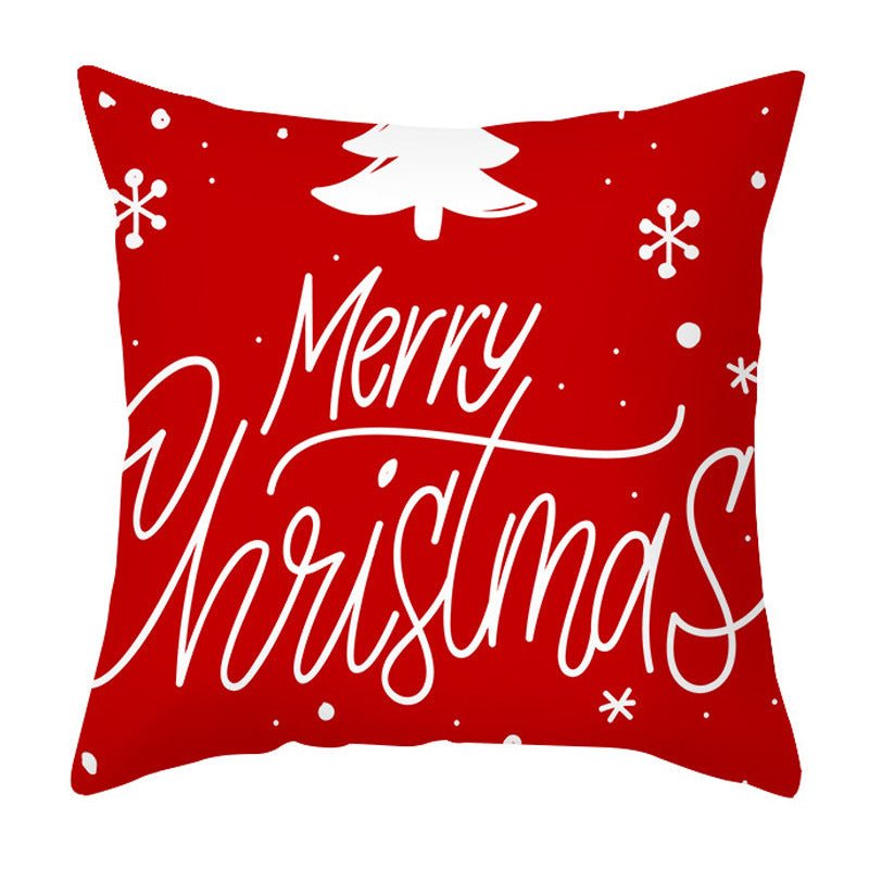 HKM-401875 Cartoon Letter Print Christmas Pillow Cover, 45x45cm, Soft PP Cotton Cushion for Sofas and Office
